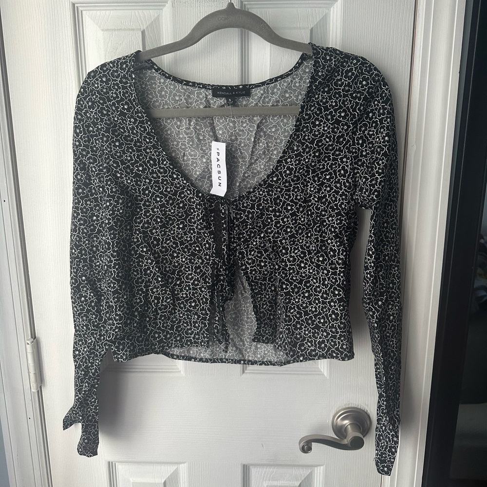 Kendall and Kylie Black Floral Blouse